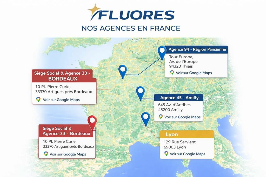 Carte des agences Fluores Enseignes en France